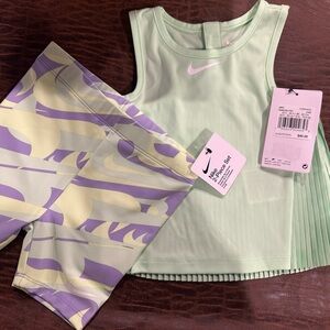 Nike Kids Light Green and Lavender Tank Top